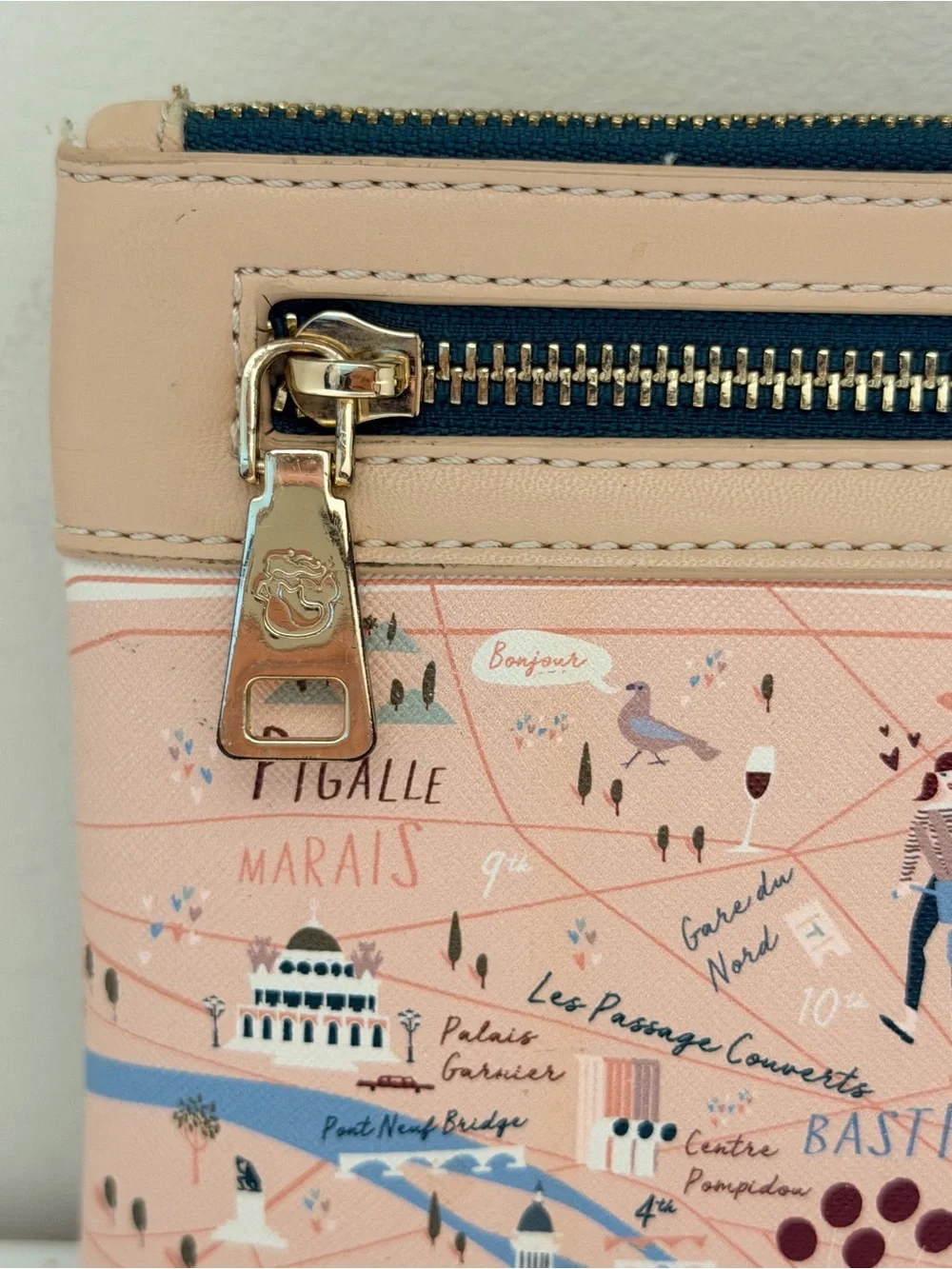Spartina 449 City of Lights Paris Scout Wristlet Map Print  Clutch collectible